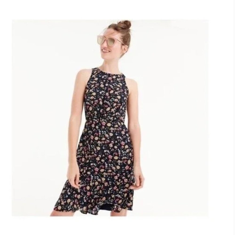 NWOT J. Crew Ruched Waist Sleeveless Mini Dress Vintage Floral